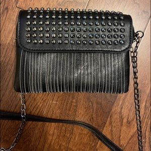 Black studded crossbody purse